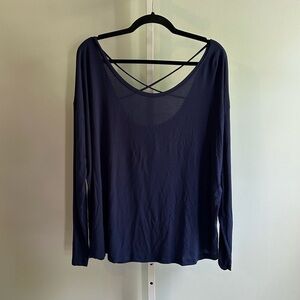 PINK Victoria’s Secret Navy Cross Back Long Sleeve Top